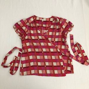Banana Republic Pink Wrap Blouse 100% Silk